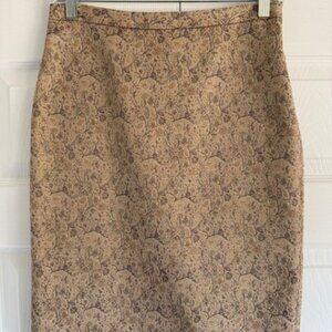 Ann Taylor Loft Embossed Skirt with Gold Thread Floral Design Size 2